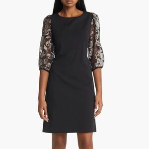 CONNECTED APPAREL Embroidered Lace Sleeve Mini Dress, Size S